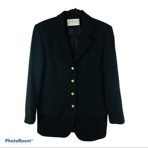 Vintage Black Wool Suit Jacket Size 8 (EXCELLENT)